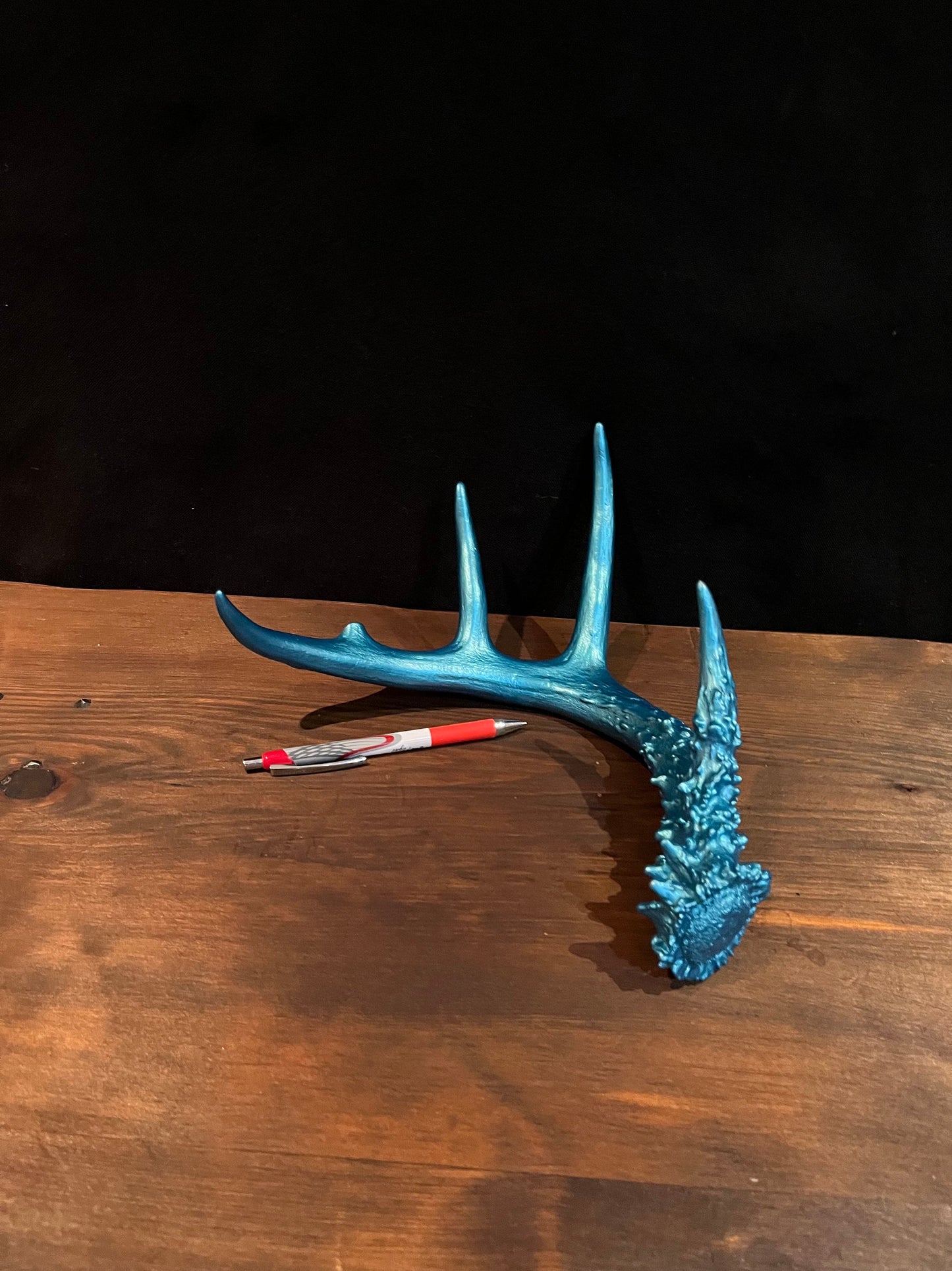 Hand painted Real White-tailed Deer Antler. Cerulean/Metallic Blue. Crafting, Decor and More