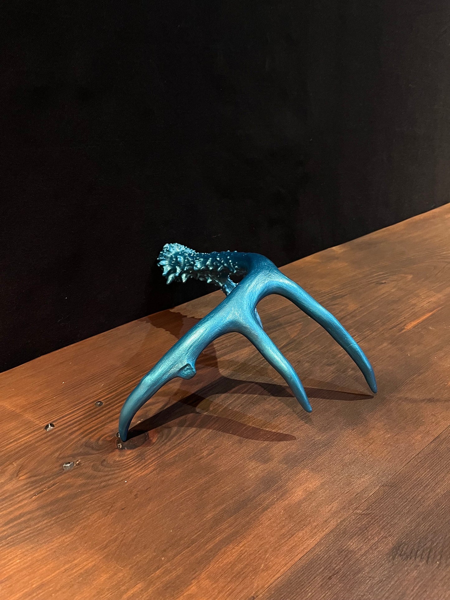 Hand painted Real White-tailed Deer Antler. Cerulean/Metallic Blue. Crafting, Decor and More